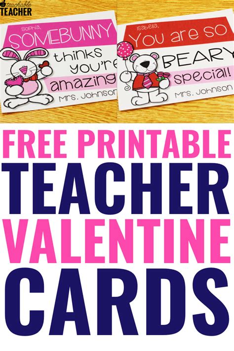 Printable Teacher Valentine Cards Free